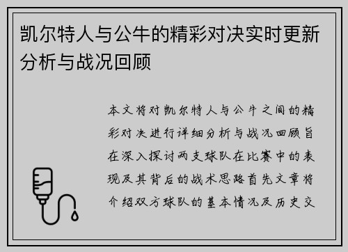 凯尔特人与公牛的精彩对决实时更新分析与战况回顾